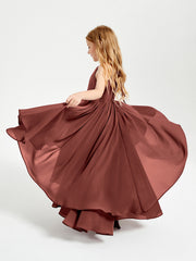 Abiti Damigella Junior In Chiffon Gonna Asimmetrica A Cascata Terracotta
