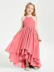Abiti Damigella Junior In Chiffon Gonna Asimmetrica A Cascata Cocomero