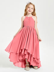 Abiti Damigella Junior In Chiffon Gonna Asimmetrica A Cascata Cocomero