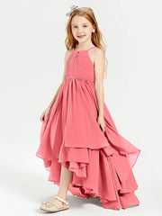 Abiti Damigella Junior In Chiffon Gonna Asimmetrica A Cascata Cocomero