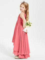 Abiti Damigella Junior In Chiffon Gonna Asimmetrica A Cascata Cocomero