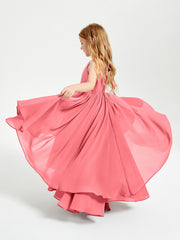 Abiti Damigella Junior In Chiffon Gonna Asimmetrica A Cascata Cocomero