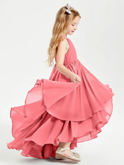 Abiti Damigella Junior In Chiffon Gonna Asimmetrica A Cascata Cocomero