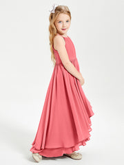 Abiti Damigella Junior In Chiffon Gonna Asimmetrica A Cascata Cocomero