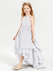 Abiti Damigella Junior In Chiffon Gonna Asimmetrica A Cascata Bianco