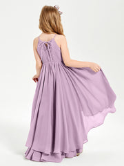 Abiti Damigella Junior In Chiffon Gonna Asimmetrica A Cascata Glicine