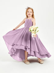Abiti Damigella Junior In Chiffon Gonna Asimmetrica A Cascata Glicine