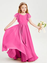 Abiti Damigella Junior In Chiffon Pizzo Maniche A Farfalla Scollo Rotondo Azalea