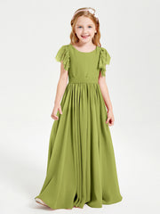 Abiti Damigella Junior In Chiffon Pizzo Maniche A Farfalla Scollo Rotondo Trifoglio