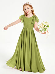 Abiti Damigella Junior In Chiffon Pizzo Maniche A Farfalla Scollo Rotondo Trifoglio