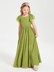 Abiti Damigella Junior In Chiffon Pizzo Maniche A Farfalla Scollo Rotondo Trifoglio