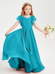 Abiti Damigella Junior In Chiffon Pizzo Maniche A Farfalla Scollo Rotondo Giada