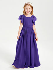 Abiti Damigella Junior In Chiffon Pizzo Maniche A Farfalla Scollo Rotondo Regency