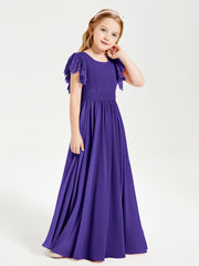 Abiti Damigella Junior In Chiffon Pizzo Maniche A Farfalla Scollo Rotondo Regency