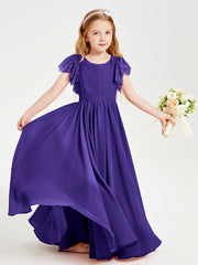 Abiti Damigella Junior In Chiffon Pizzo Maniche A Farfalla Scollo Rotondo Regency