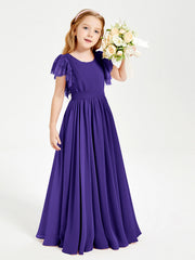 Abiti Damigella Junior In Chiffon Pizzo Maniche A Farfalla Scollo Rotondo Regency