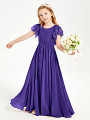 Abiti Damigella Junior In Chiffon Pizzo Maniche A Farfalla Scollo Rotondo Regency