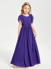Abiti Damigella Junior In Chiffon Pizzo Maniche A Farfalla Scollo Rotondo Regency