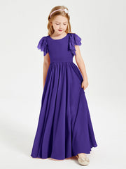 Abiti Damigella Junior In Chiffon Pizzo Maniche A Farfalla Scollo Rotondo Regency