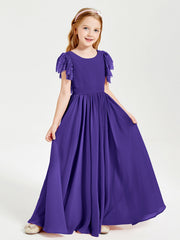 Abiti Damigella Junior In Chiffon Pizzo Maniche A Farfalla Scollo Rotondo Regency