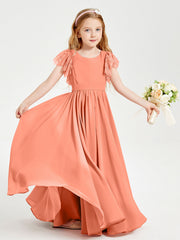 Abiti Damigella Junior In Chiffon Pizzo Maniche A Farfalla Scollo Rotondo Tramonto