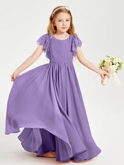 Abiti Damigella Junior In Chiffon Pizzo Maniche A Farfalla Scollo Rotondo Tahiti