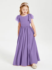 Abiti Damigella Junior In Chiffon Pizzo Maniche A Farfalla Scollo Rotondo Tahiti