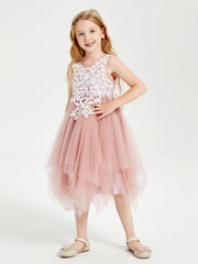 Abiti Damigella Junior In Tulle Lunghezza Al Polpaccio Rosa Polvere