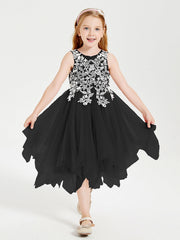 Abiti Damigella Junior In Tulle Lunghezza Al Polpaccio Nero