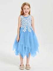 Abiti Damigella Junior In Tulle Lunghezza Al Polpaccio Blu