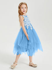 Abiti Damigella Junior In Tulle Lunghezza Al Polpaccio Blu