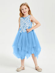 Abiti Damigella Junior In Tulle Lunghezza Al Polpaccio Blu