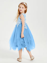 Abiti Damigella Junior In Tulle Lunghezza Al Polpaccio Blu