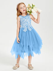 Abiti Damigella Junior In Tulle Lunghezza Al Polpaccio Blu