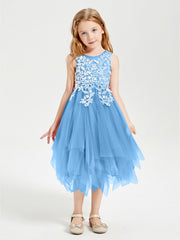 Abiti Damigella Junior In Tulle Lunghezza Al Polpaccio Blu