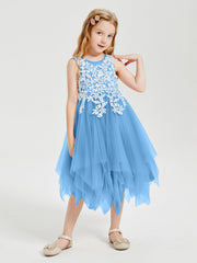 Abiti Damigella Junior In Tulle Lunghezza Al Polpaccio Blu