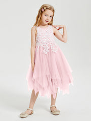 Abiti Damigella Junior In Tulle Lunghezza Al Polpaccio Rosa Cipria