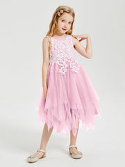 Abiti Damigella Junior In Tulle Lunghezza Al Polpaccio Rosa Bonbon
