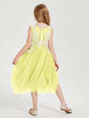 Abiti Damigella Junior In Tulle Lunghezza Al Polpaccio Narciso