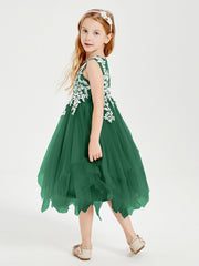 Abiti Damigella Junior In Tulle Lunghezza Al Polpaccio Verde Scuro