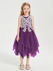 Abiti Damigella Junior In Tulle Lunghezza Al Polpaccio Viola