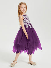 Abiti Damigella Junior In Tulle Lunghezza Al Polpaccio Viola