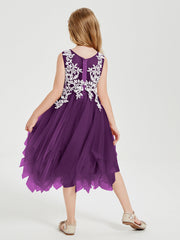 Abiti Damigella Junior In Tulle Lunghezza Al Polpaccio Viola