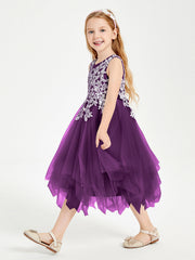 Abiti Damigella Junior In Tulle Lunghezza Al Polpaccio Viola
