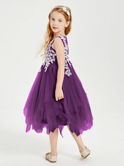 Abiti Damigella Junior In Tulle Lunghezza Al Polpaccio Viola