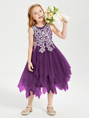 Abiti Damigella Junior In Tulle Lunghezza Al Polpaccio Viola