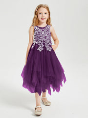 Abiti Damigella Junior In Tulle Lunghezza Al Polpaccio Viola