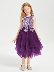Abiti Damigella Junior In Tulle Lunghezza Al Polpaccio Viola