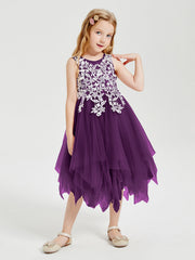 Abiti Damigella Junior In Tulle Lunghezza Al Polpaccio Viola