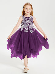 Abiti Damigella Junior In Tulle Lunghezza Al Polpaccio Viola